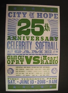 Póster impreso de City of Hope Celebrity Softbol 2015 Nashville Hatch Show iHeart - Imagen 1 de 1