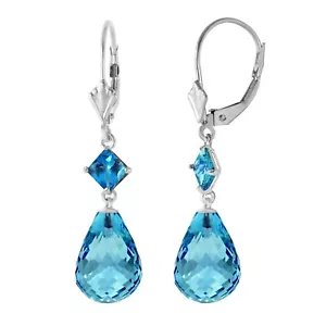 11,0 Karat 14K Weißgold Leverback Elegante Edelstein Ohrringe Blau Topas - Bild 1 von 4