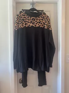 CUDDL DUDS Acogedor Jersey Polar Cuello Simulado Estampado NEGRO LEOPARDO talla XL - Imagen 1 de 4