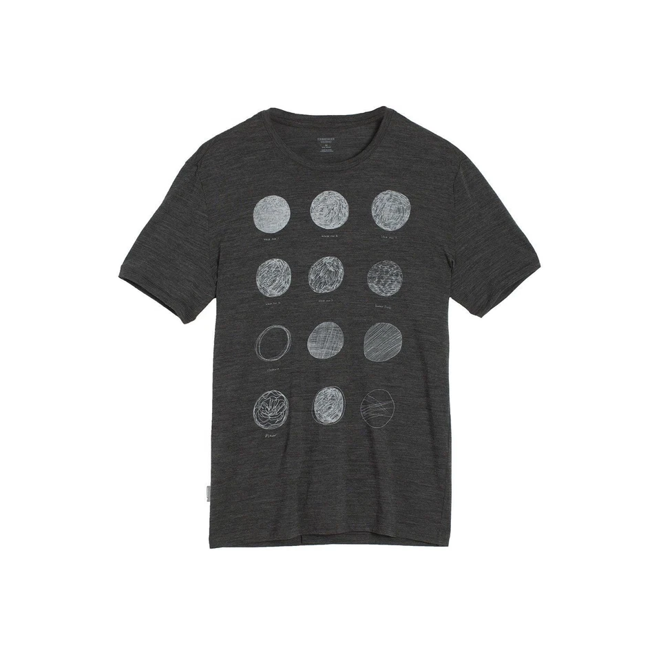 Icebreaker Tech Lite SS Crew Neck White Radius Top Gray Heather Black T-Shirt L Foto 1 de 1