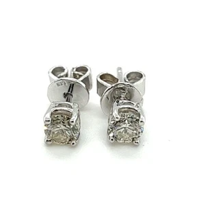 14K White Gold .51 CT Diamond Stud Earrings - Picture 1 of 2