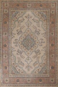 Semi-Antique Floral Traditional Tebriz 8'x11' Area Rug Hand-knotted Wool Carpet