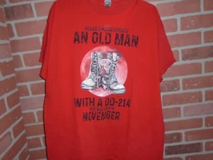 NEVER UNDERESTIMATE A OLD MAN WITH A DD214 MENS TSHIRT SZ XLARGE - Picture 1 of 3