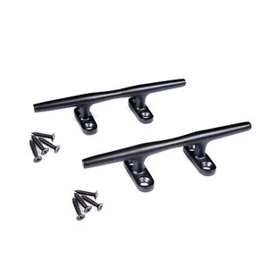 Black Dock Cleats 6 inch Boat Cleat Stainless Steel Black Coating Pair - Picture 1 of 7