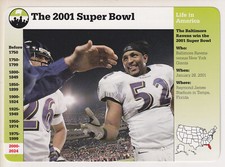 2001 SUPER BOWL Ray Lewis Baltimore Ravens GROLIER STORY OF AMERICA CARD #137-10
