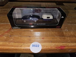 JAGUAR XK WITH CAMPER, HO SCALE, NEW, SEE PHOTOS - Picture 1 of 3