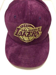 New Era Black Label Purple Suede/Velvet w/Gold Logo Los Angeles Lakers Hat 7 1/2 - Picture 1 of 8