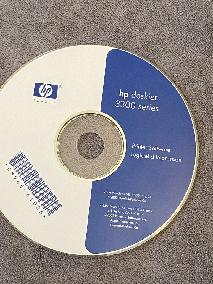 Vintage 2002 software- HP deskjet 3300 printer software CD, Windows or Mac - Image 1 of 1
