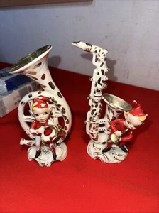 Statuina vintage Lipper & Mann Natale rosso Pixie elfo con sassofono 1956 Giappone - Foto 1 di 6