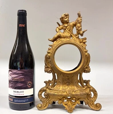 Antique Mantle Clock Case Gilded Spelter Rococo Style - Image 1 of 4