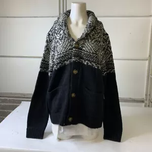 LUCKY BRAND Mixed Media Cardigan Men's Size M Black Combo - Picture 1 of 7