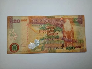 Zambia 20000 Kwacha 2010 Well Circulated Banknote Foreign World Paper Money - Picture 1 of 2