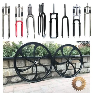 26'' Bike Mag Wheel 100*120mm Magnesium Freewheel/& 26" Bicycle Fork Disc Brake - Picture 1 of 104