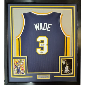 Framed Facsimile Autographed Dwyane Wade 35x39 Marquette Blue Reprint Jersey - Picture 1 of 2