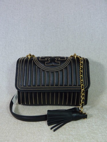 NUOVA borsa convertibile Tory Burch nera fiamminga mini borchie $598