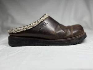 Simple Santa Barbara Chunky Leather Clogs Women's 12 Braided Trim Vintage 90s - Picture 1 of 18