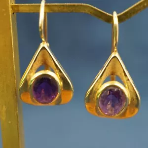 14k Yellow Gold Amethyst Jacket Earrings - Free Shipping USA - Picture 1 of 11