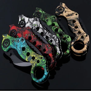 outdoor Colour Skull Hunting Survival Rescue Folding KNIFE TOOLS AU STOCK - Bild 1 von 11