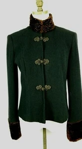 Talbots Collection schwarze Wollmischung Jacke Kunstfellbesatz Knebelverschluss Gr. 6 - Bild 1 von 8