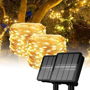 2Pack Solar Fairy String Lights 12m 100 LED Outdoor Garden Christmas Party Decor - Picture 1 of 12
