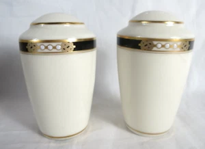 Lenox Hancock Gold Black Presidential Collection Salt Pepper Shakers Set Dots - Picture 1 of 9