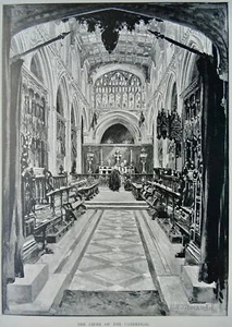Manchester CATHEDRAL THE CHOIR Original Victorian Print c1894 - Bild 1 von 2