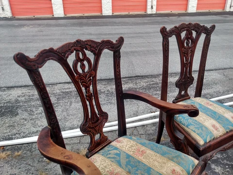 Chippendale Chairs Set of 4 Mahogany Depression Era  (2) Cover