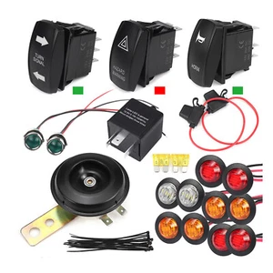 Rocker Switch Turn Signal Kit Street Led Light Horn Hazard Set For SXS UTV ATV - Picture 1 of 6