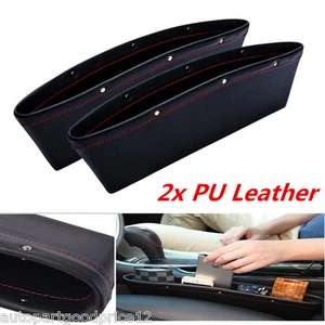 2x PU Leather Catch Catcher Box Caddy k Car Seat Slit Pocket Storage Organizer - Picture 1 of 8
