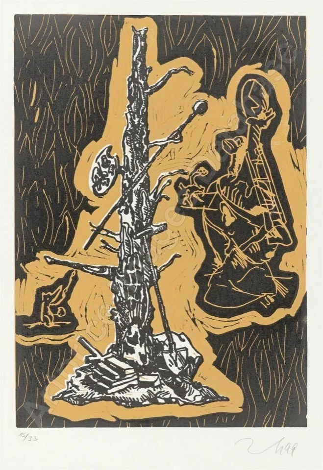 Jörg Immendorff - "Elbquelle" 1999 - Farblithografie  - num.15/33 - handsigniert - Bild 1 von 1