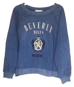Wildfox Beverly Hills Family Crest Lion Blue Oversized Sweater Size Small S - Picture 1 of 6
