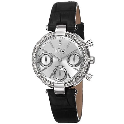 Nuevo reloj para mujer Burgi BUR129SS diamante suizo multifunción correa de cuero negro Foto 1 de 4