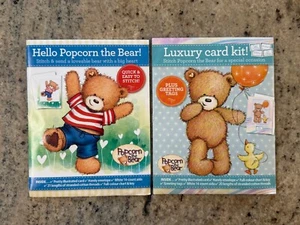 2 The World Of Cross Stitching Popcorn the Teddy Bear Greeting Card Kits - Picture 1 of 4