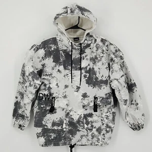 Zara Mens Cargo Hoodie Sz M Oversized Paint Splatter Snow Camo White Gray - Picture 1 of 15