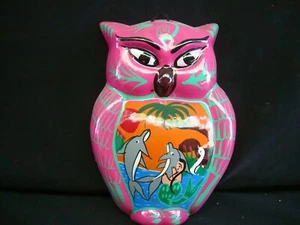 Eule, Wanddeko Kunst aus Ton und handbemalt - Bild 1 von 3