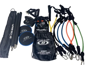 Sistema di allenamento completo palestra casa con 5 fasce resistenti, barra, cursori, borsa da viaggio ++ - Foto 1 di 7