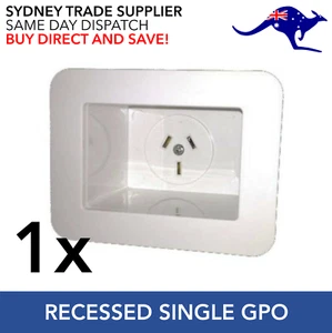 Recessed Power Point Wall Plate Single 1 Gang Electrical Outlet GPO 240V AC 10A - Picture 1 of 2