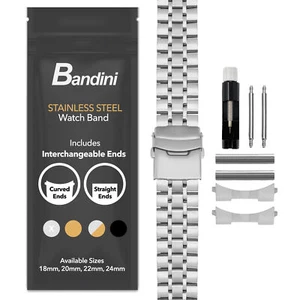 20mm Steel Metal Watch Band Brick Link Strap for Mido Baroncelli I II III - Picture 1 of 12