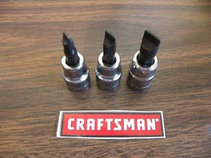 3 New Craftsman 3/8" Dr Drive Screwdriver Bit Sockets - Slotted 7/32 9/32 & 3/8 - Picture 1 of 1