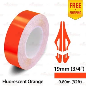 3/4" 19mm PinStriping Stripe Tape Styling Decal Vinyl Sticker FLUORESCENT ORANGE - Picture 1 of 12
