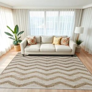 Handmade Jute Area Rug, Modern, Brown & White, For Living Room Hallway & Bedroom - Picture 1 of 8