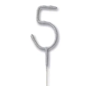 einzigartige Partykerzen Unikat silber Zahl 5 Tortenwunderkerze - Bild 1 von 1