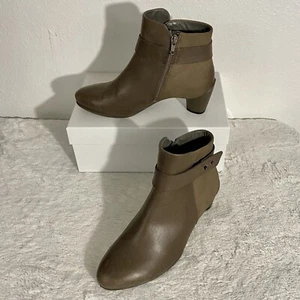 Ecco Leather Sculptured 45 Heeled Ankle Boots Women’s Size 36 EU Tan Khaki - Picture 1 of 12