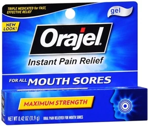 Orajel Mouth Sore Gel Oral Instant Pain Relief Maximum Strength 0.42oz Pack of 3 - Picture 1 of 8