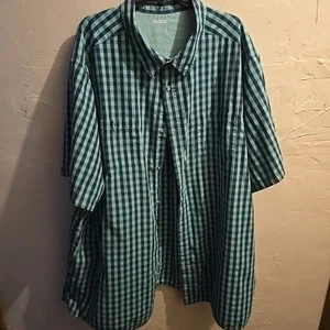 King Size Kurzarm Herren 4xl Tall schwarz.und grün kariertes Hemd - Bild 1 von 8