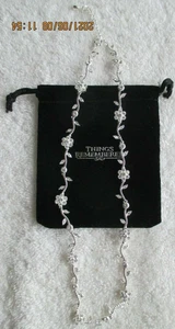 Things Remembered 15" Plus 3" Clasp Silver Rose Rhinestone Necklace Vintage - Picture 1 of 4