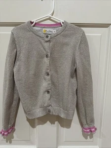 NEW Mini Boden Girl’s Size 7-8 Gold & Pink Glitter Cardigan Sweater - Picture 1 of 4