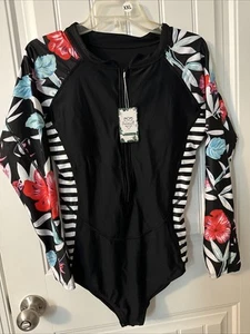 swimall Damen Langarm Einteiler Badeanzug Rash Guard, Reißverschluss vorne, XXL - Bild 1 von 2