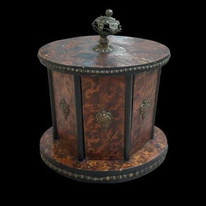 Rare Cave à Cigares Tournante Napoléon III Bois Loupe & Bronze Doré- Circa 1870 - Picture 1 of 6