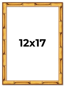 12x17 Frame Gold Bamboo Picture Frame Modern Photo Frame UV Acrylic, Acid Free - Picture 1 of 10